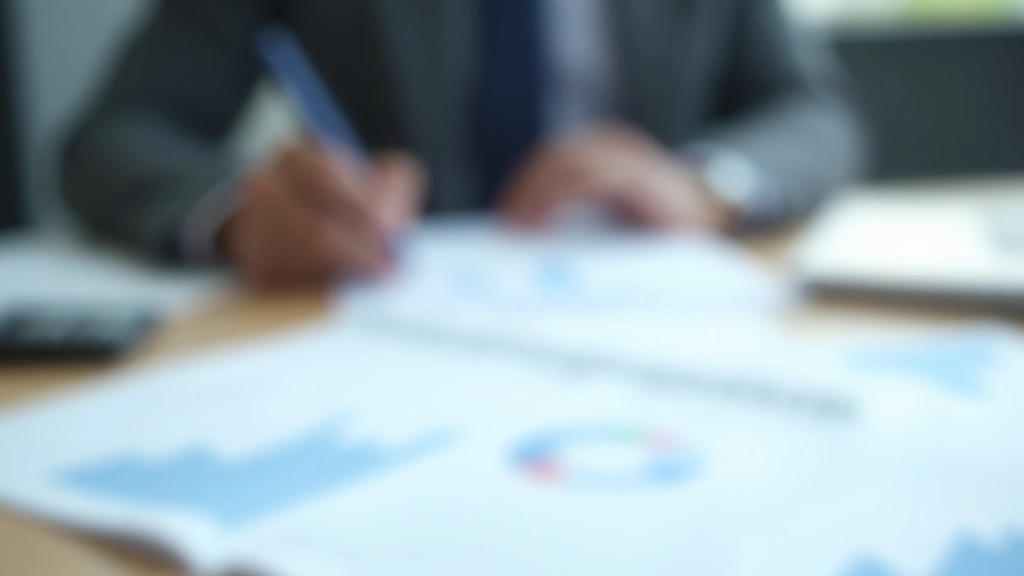 Economic data charts and statistics displayed on a professional workspace with documents and pen